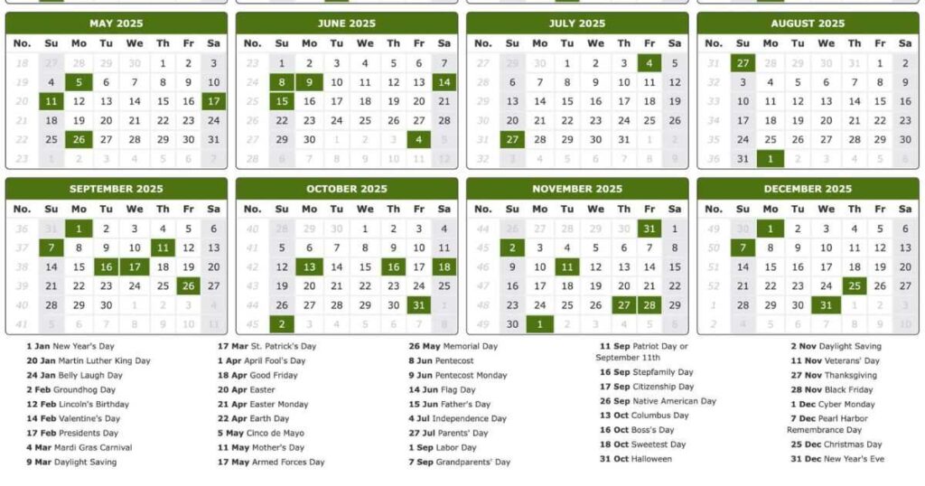 2025 Calendar With Holidays Printable